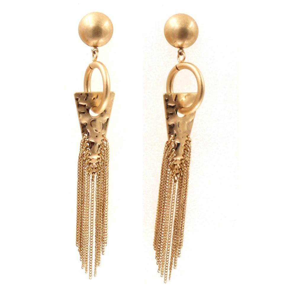 Vintage Women Gold Long Tassel Alloy Ear Stud  Ear